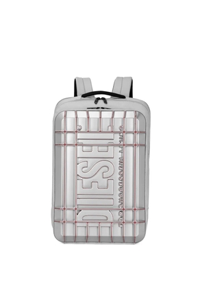 Diesel embossed-logo zipped backpack - Silver
