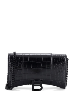 Balenciaga Pre-Owned Hourglass Chain Wallet Crocodile Embossed Leather clutch bag - Black