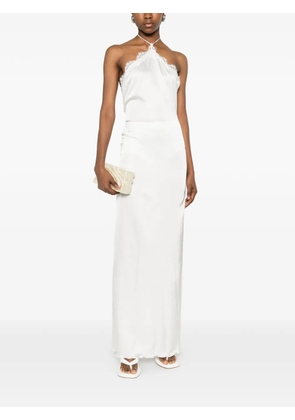 Oséree lace-trim halterneck maxi dress - White