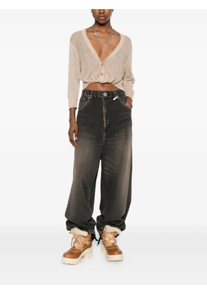 R13 twist-detail V-neck cardigan - Neutrals