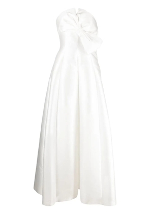 Alberta Ferretti bow-embellished evening gown - White