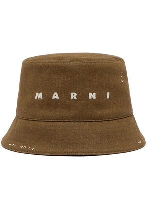 Marni logo-embroidered cotton bucket hat - Brown