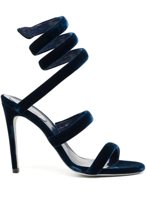 René Caovilla Cleo 100mm velvet-finish sandals - Blue