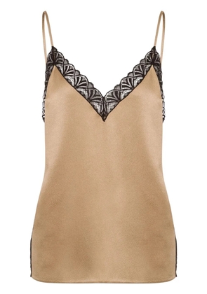 Alberta Ferretti lace-trim satin blouse - Neutrals