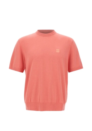 BOSS logo-patch short-sleeve sweater - Pink