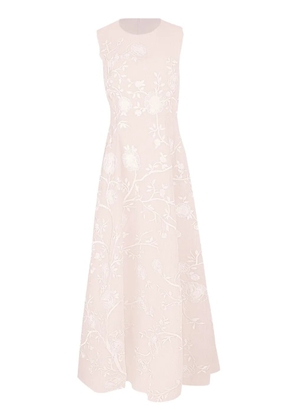 Adam Lippes Eloise floral-embroidered dress - Neutrals