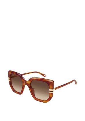 Chloé Eyewear geometric-frame sunglasses - Brown