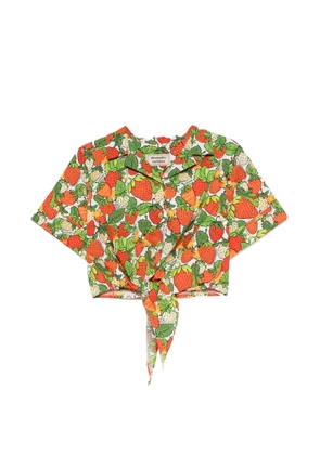 alessandro enriquez tie-front strawberry-print top - White