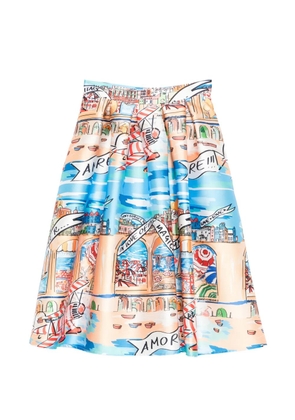 alessandro enriquez printed midi skirt - Blue