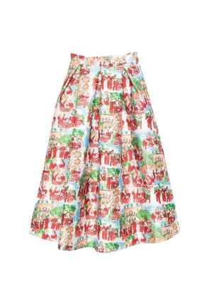 alessandro enriquez illustrative-print pleated mid skirt - White