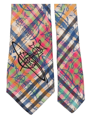 Vivienne Westwood Orb-print checked tie - Neutrals