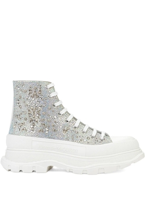 Alexander McQueen Tread Slick crystal-embellished platform sneakers - Grey