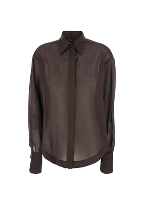 Federica Tosi semi-sheer long-sleeve shirt - Brown