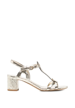 Del Carlo Betty cracked-effect T-bar sandals - Gold