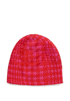 NEWLAND houndstooth-pattern beanie hat - Red
