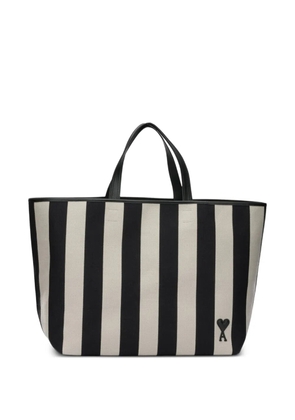 AMI Paris striped-pattern tote bag - Black