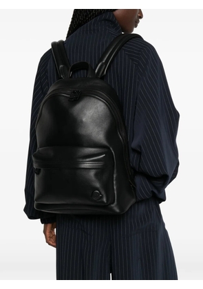 Moncler logo-patch leather backpack - Black