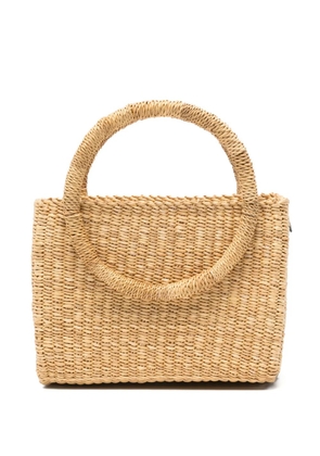 Muun mini Lune woven straw tote bag - Neutrals