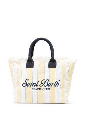 MC2 Saint Barth striped frayed beach bag - White