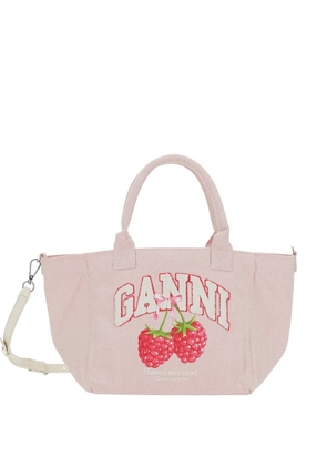 GANNI Raspberry printed tote bag - Pink