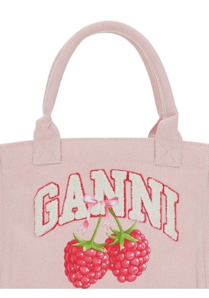 GANNI Raspberry printed tote bag - Pink