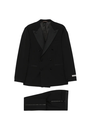 Canali logo-patch double-breasted dinner suit - Black