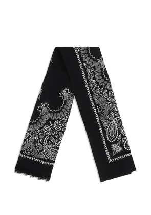 Destin paisley-print frayed scarf - Black