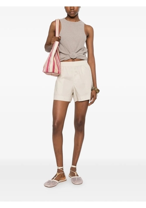 MC2 Saint Barth Meave crystal-embellished elasticated-waist shorts - Neutrals