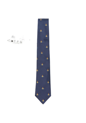 Vivienne Westwood Orb-embroidered silk tie - Blue