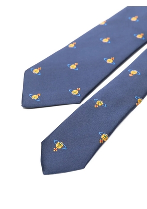 Vivienne Westwood Orb-embroidered silk tie - Blue