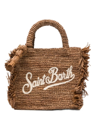MC2 Saint Barth mini fringed raffia tote bag - Brown