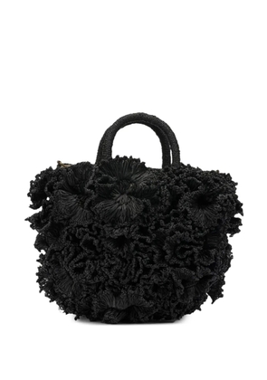IBELIV Coral ruffled raffia tote bag - Black