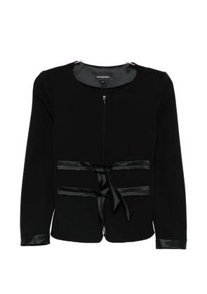 Emporio Armani bow-detail collarless jacket - Black