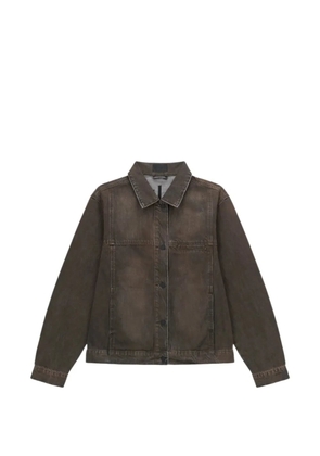 RTA Valentiano logo-embroidered denim jacket - Brown