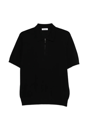 Kangra ribbed-knit zip-up polo shirt - Black
