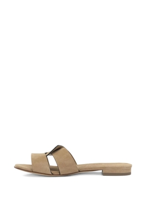 Sergio Levantesi Aria crossover-strap suede slides - Neutrals