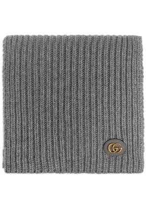Gucci logo-patch knit scarf - Grey