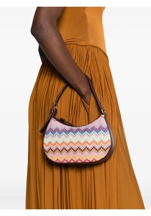 Missoni mini zigzag-knit leather-trim shoulder bag - Purple