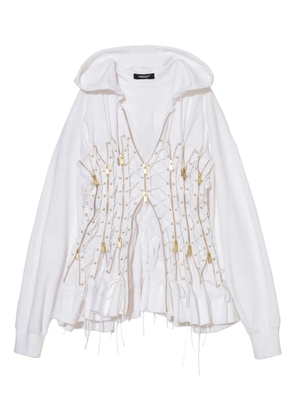 Undercover lace-up zip-fastening hoodie - White
