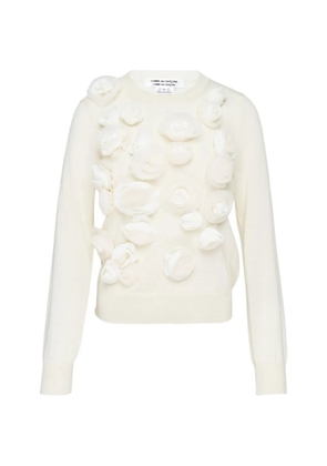 Comme Des Garçons Comme Des Garçons floral-appliqué sweater - Neutrals