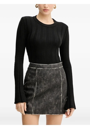 GUESS USA ribbed-knit flared-sleeve sweatshirt - Black