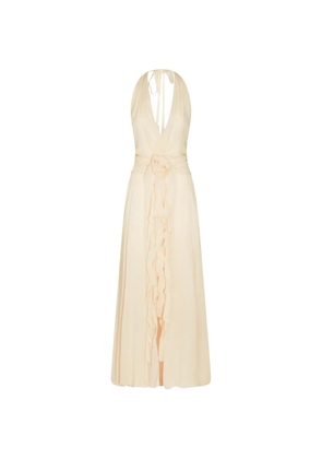 Blumarine floral-appliqué maxi dress - Neutrals