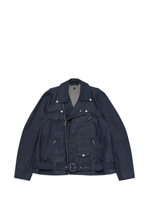 Comme Des Garçons Black belted biker-style denim jacket - Blue