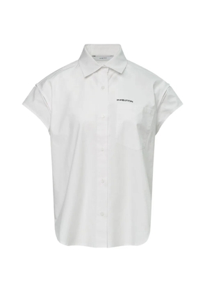 pushBUTTON logo-print cap-sleeve shirt - White