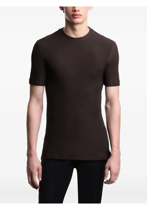 Emporio Armani embossed-effect eagle-logo T-shirt - Brown