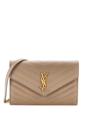 Saint Laurent Pre-Owned Classic Monogram Wallet on Chain Matelasse Chevron Leather Small crossbody bag - Neutrals