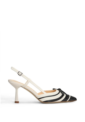 Chantal striped bow-detail pumps - White