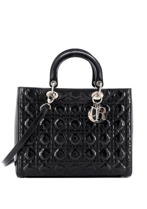Christian Dior Pre-Owned Lady Dior Bag Cannage Quilt Patent Large satchel - Black