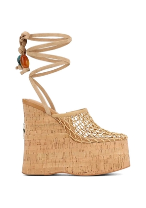 NAKED WOLFE Iris mesh-panelled cork sandals - Neutrals