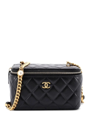 CHANEL Pre-Owned Classic Vanity Case with Resin Pearl Chain Quilted Lambskin Small clutch bag - Black